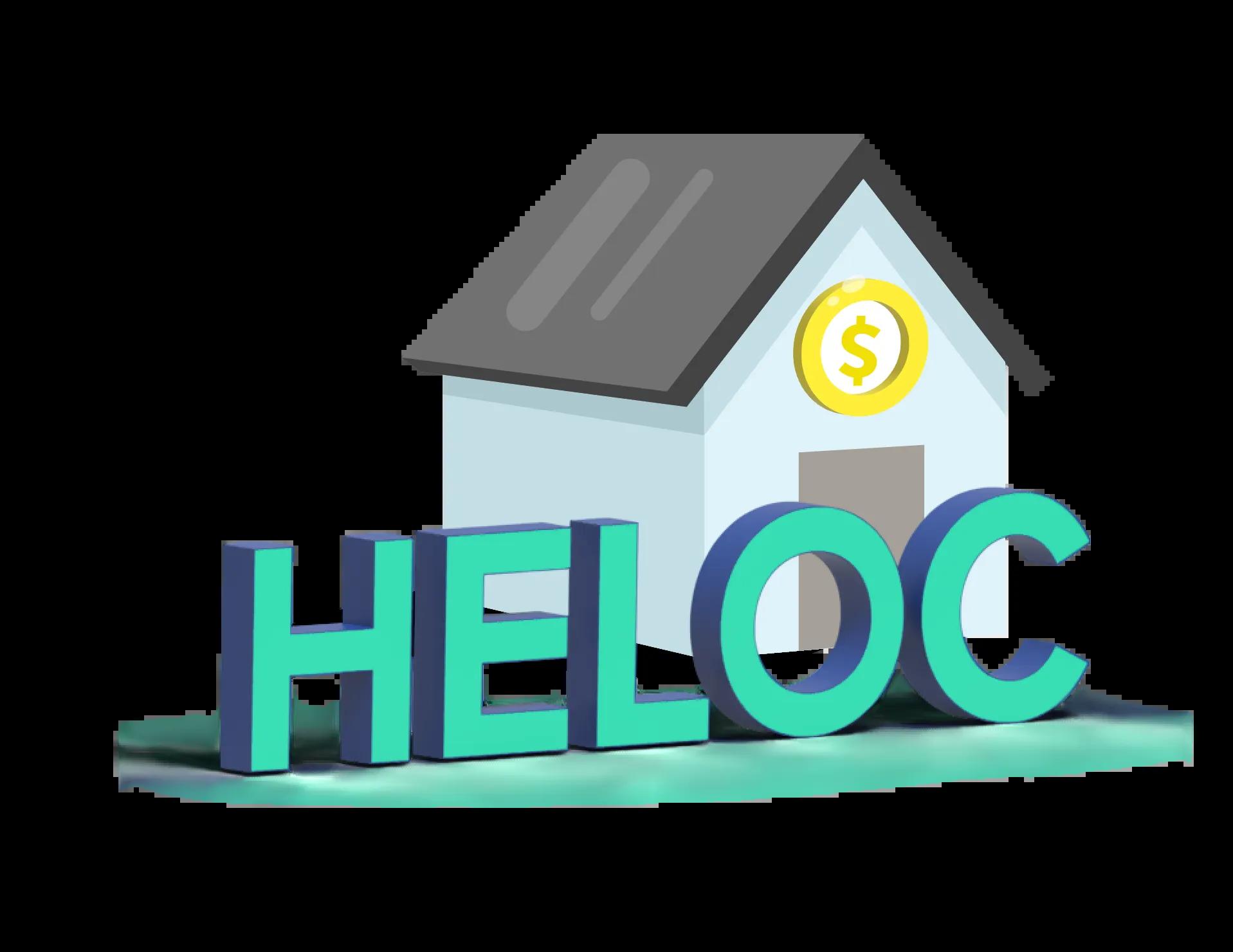 Graphic of a house with the word "HELOC" displayed in front, representing a Home Equity Line of Credit.