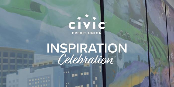 Inspiration Celebration logo over the NC mural at our HQ.