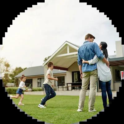 Family looking at buying a house with more space for their kids.