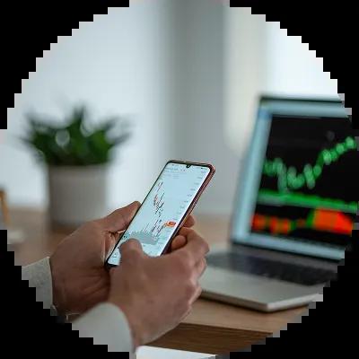 Tracking the stock market online.