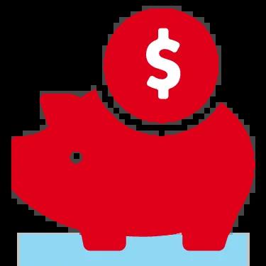 Civic icon graphic of piggy bank.