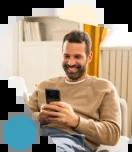 man on his couch banking with Civic.