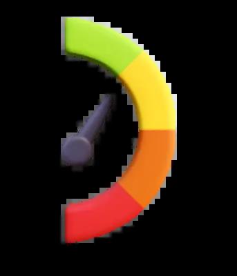 Graphic of a credit score meter to track progress.