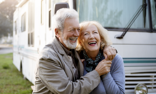 An older couple travels across the country in their RV, thanks to their Civic Personal Loan.
