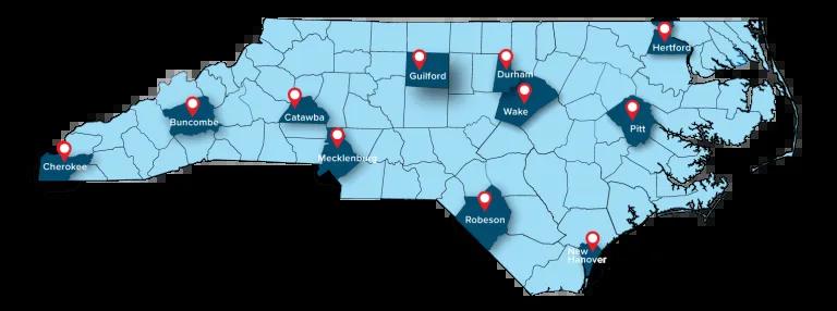 North Carolina Map of Civic Locations