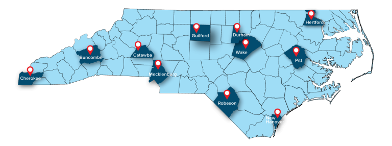North Carolina Map of Civic Locations