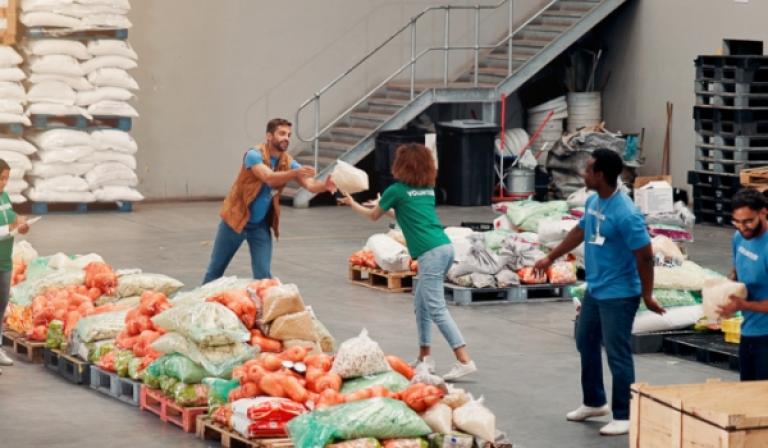 Volunteers at a local community shelter.