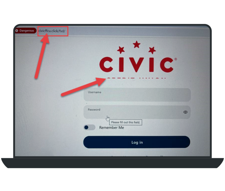 Example of a fraudulent website.