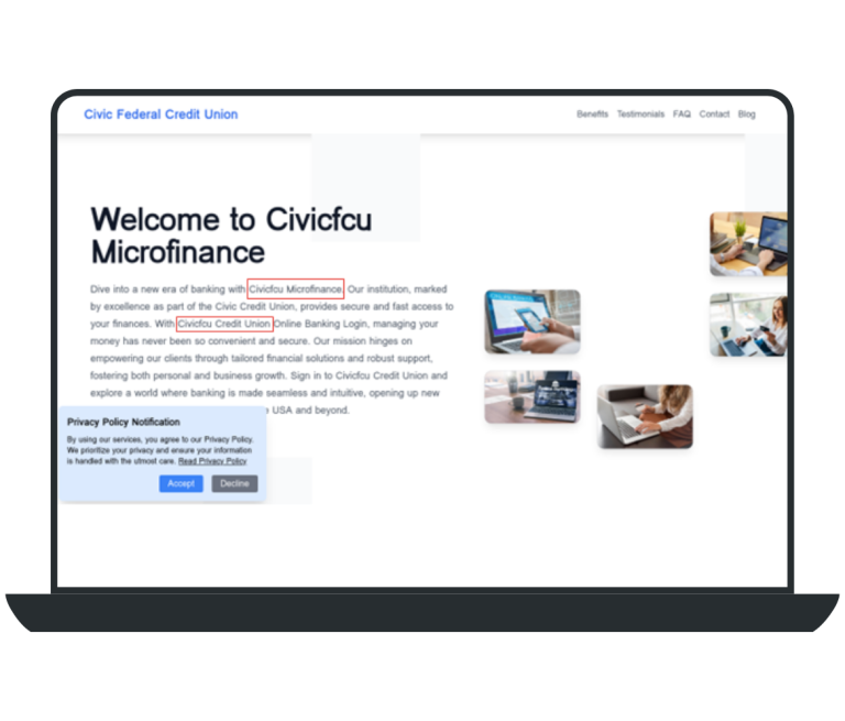 Example of a fraudulent website.