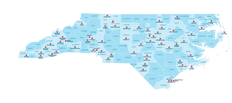 Map of where we have been across NC.