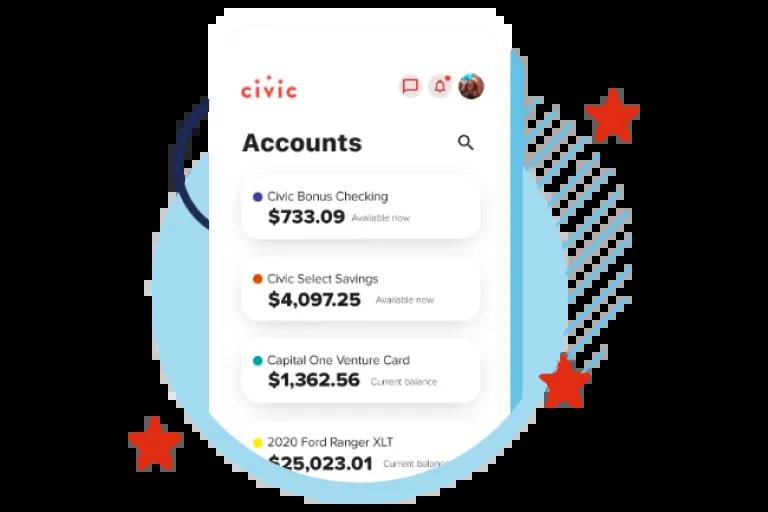Mobile app accounts screen graphic