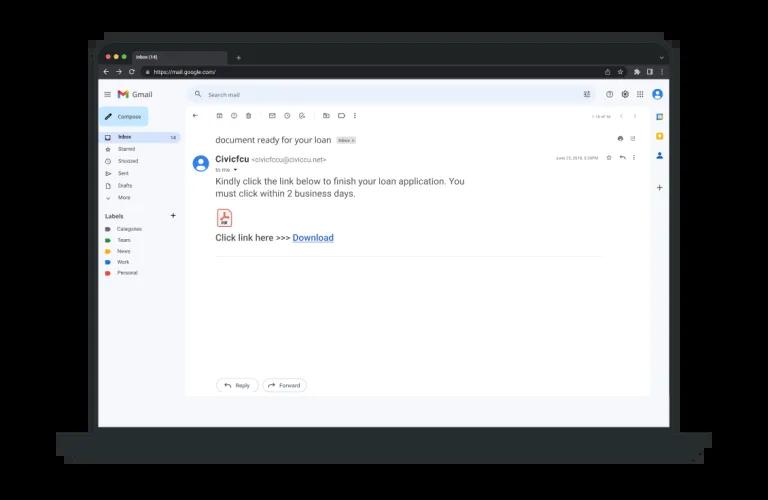 example of a phising email.