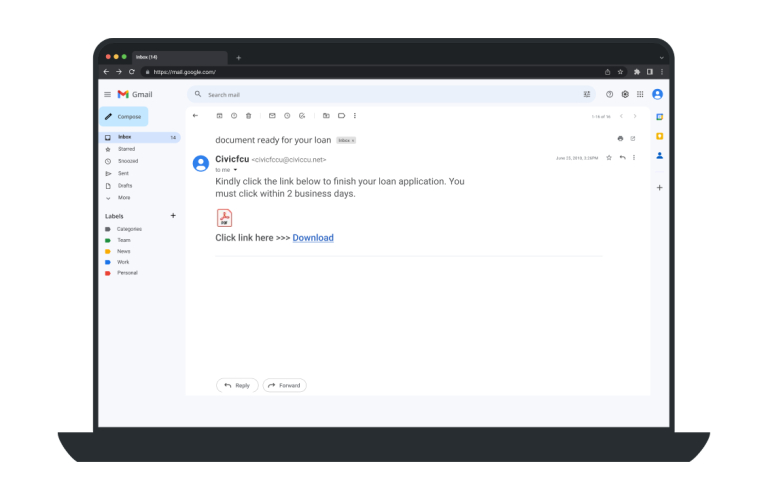 example of a phising email.