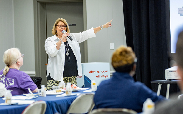 EO talking to a small group about the benefits of Civic Credit Union